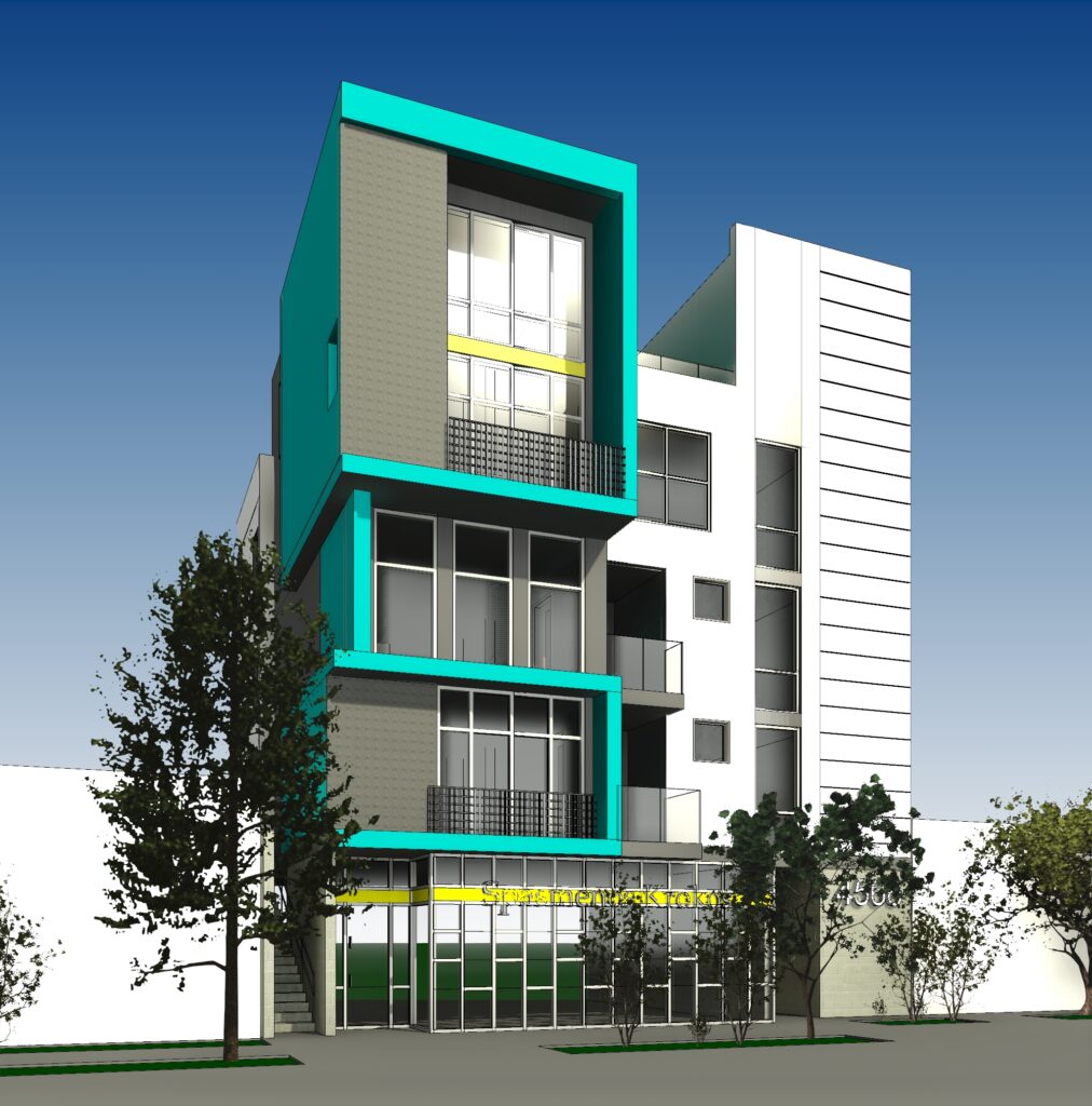 30th St. Mixed Use outside view 3D rendering