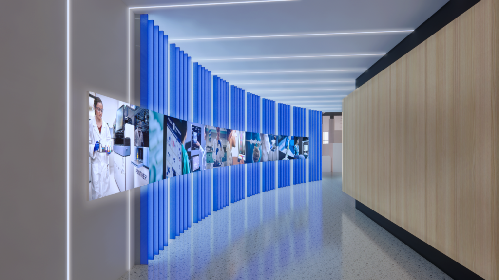 Hallway showing scientific photos
